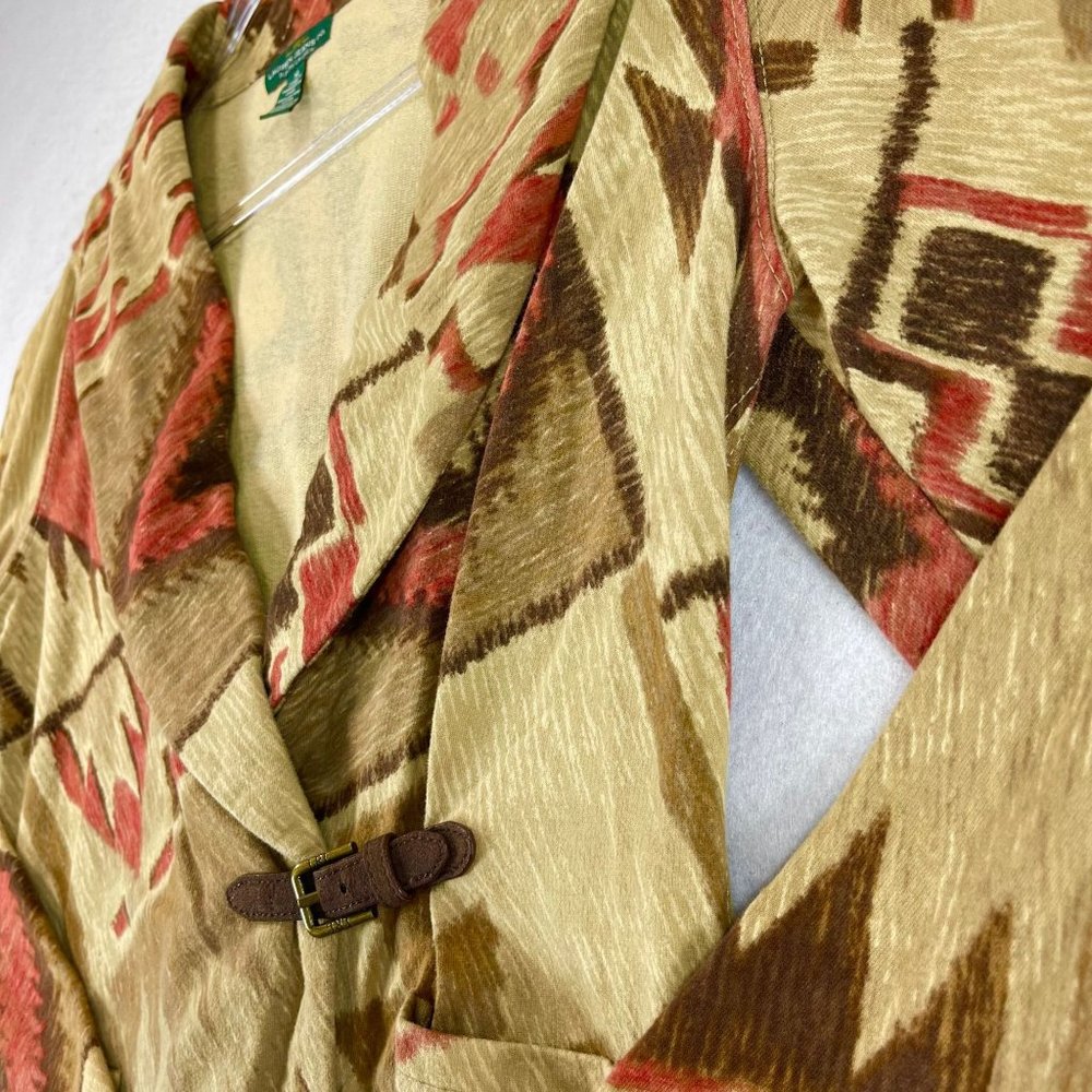 Vintage LRL RALPH LAUREN Womens M Southwest Aztec Shawl Collar Wrap Sweater - Picture 3 of 9